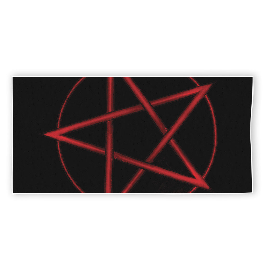 Red Pentagram Symbol Print Beach Towel