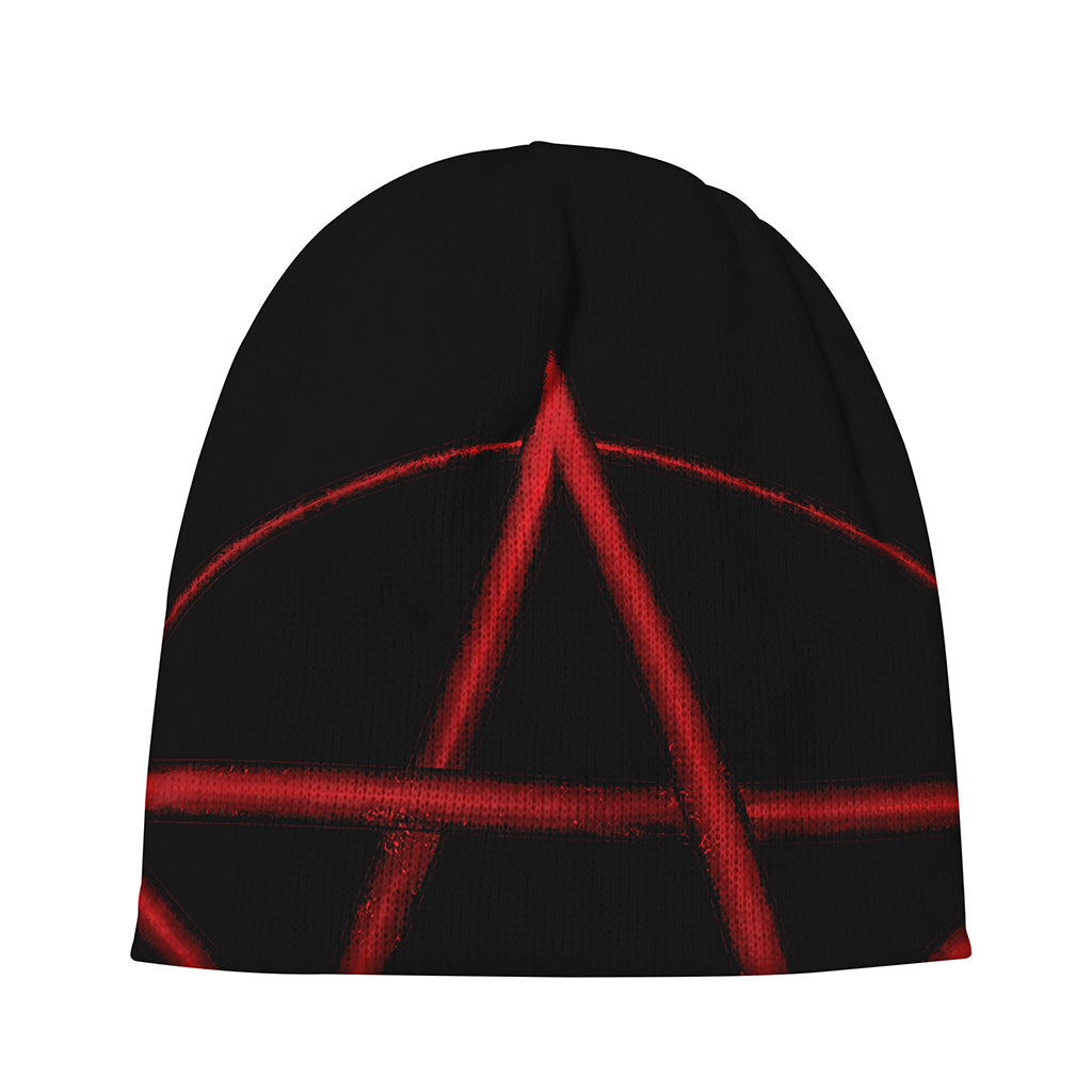 Red Pentagram Symbol Print Beanie
