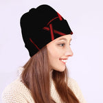 Red Pentagram Symbol Print Beanie