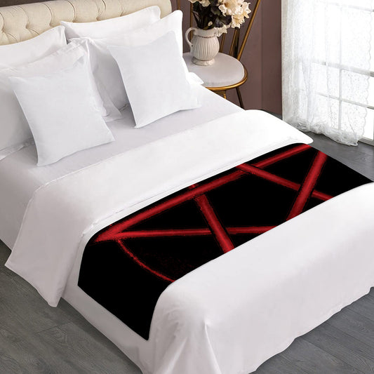 Red Pentagram Symbol Print Bed Runner