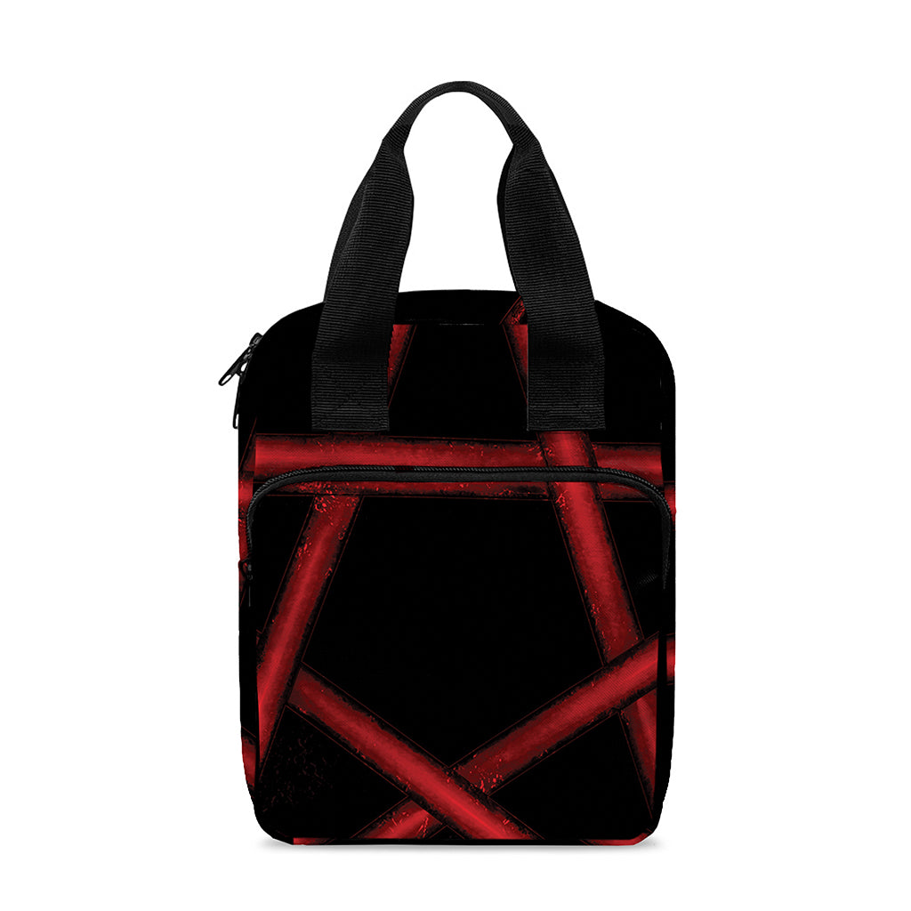 Red Pentagram Symbol Print Bible Tote Bag