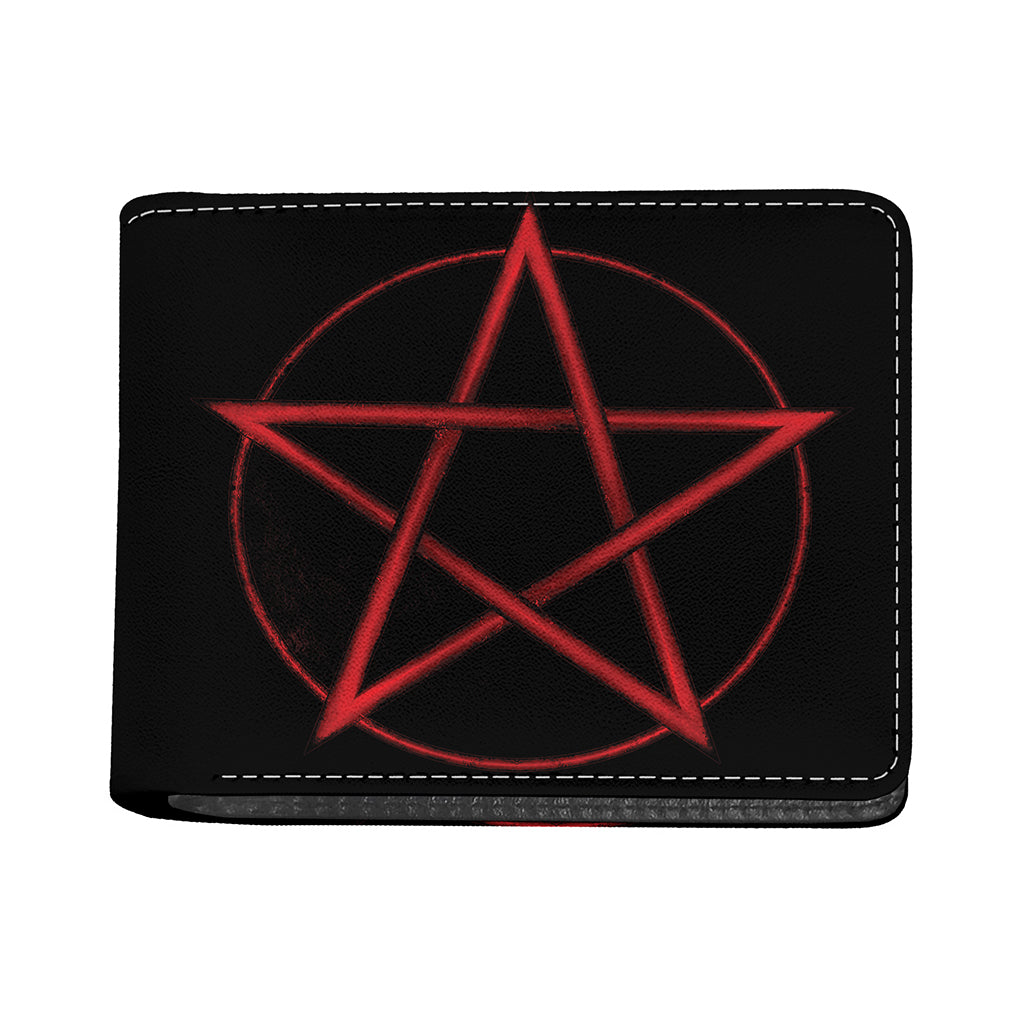 Red Pentagram Symbol Print Bifold Wallet
