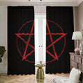 Red Pentagram Symbol Print Dimout Pencil Pleat Curtains