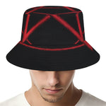Red Pentagram Symbol Print Bucket Hat