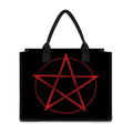 Red Pentagram Symbol Print Canvas Tote Bag
