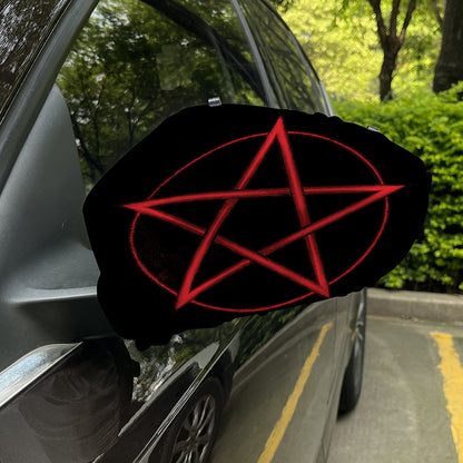 Red Pentagram Symbol Print Car Side Mirror Covers