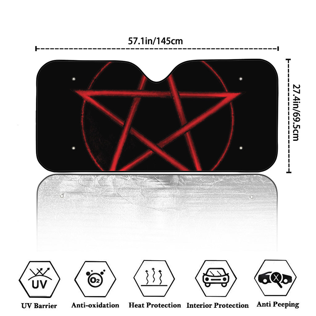 Red Pentagram Symbol Print Car Windshield Sun Shade