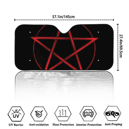 Red Pentagram Symbol Print Car Windshield Sun Shade