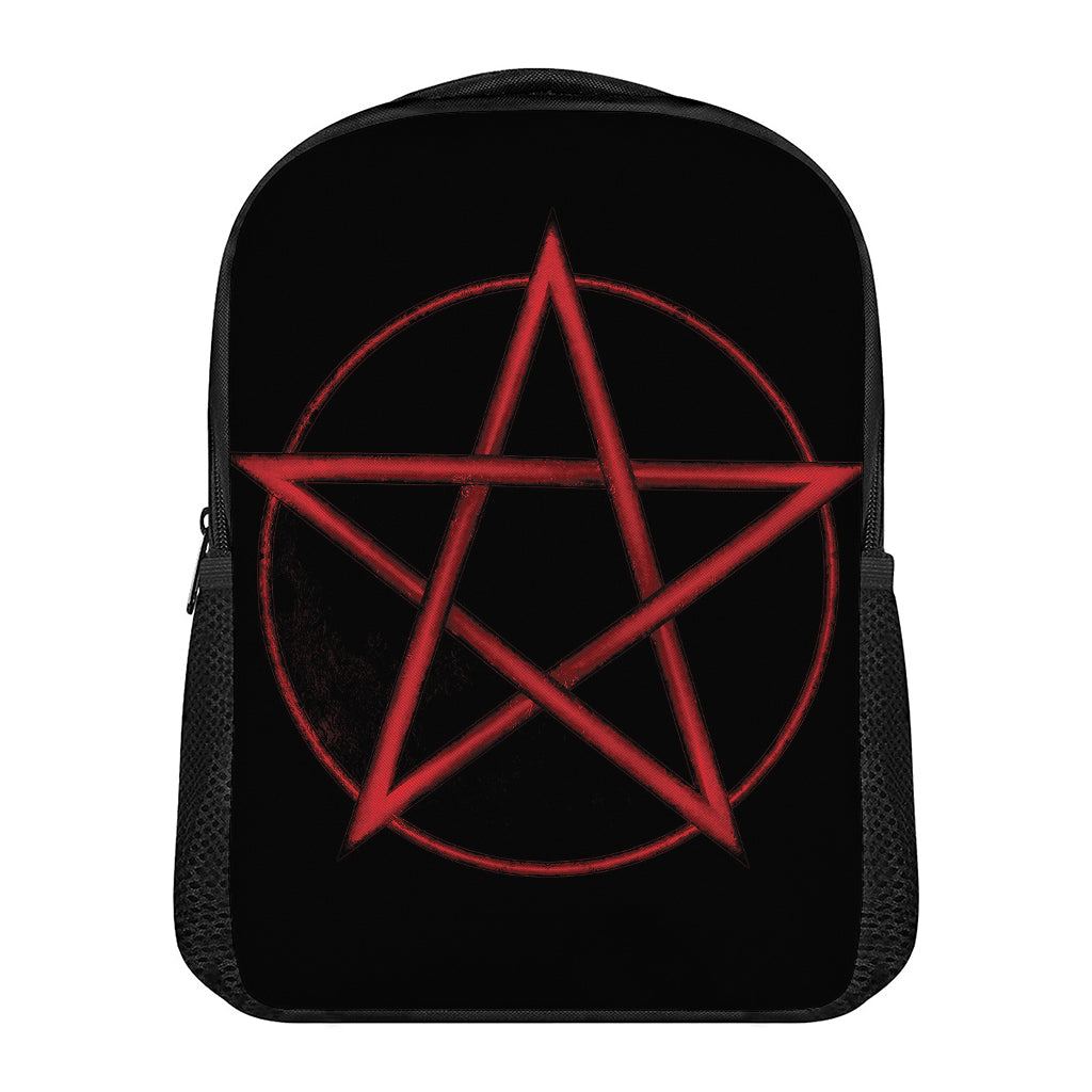 Red Pentagram Symbol Print Casual Backpack