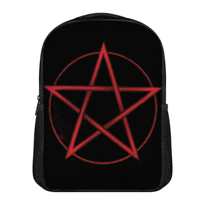 Red Pentagram Symbol Print Casual Backpack