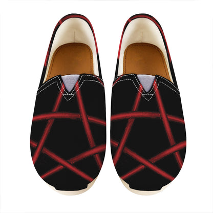 Red Pentagram Symbol Print Casual Shoes