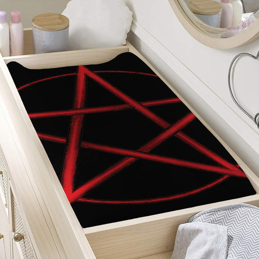 Red Pentagram Symbol Print Changing Pad Cover