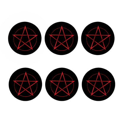 Red Pentagram Symbol Print Coaster Set