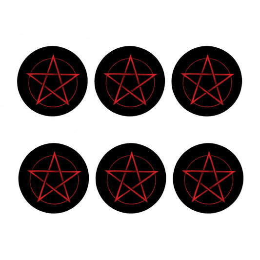 Red Pentagram Symbol Print Coaster Set