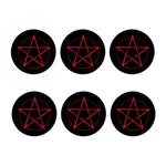 Red Pentagram Symbol Print Coaster Set