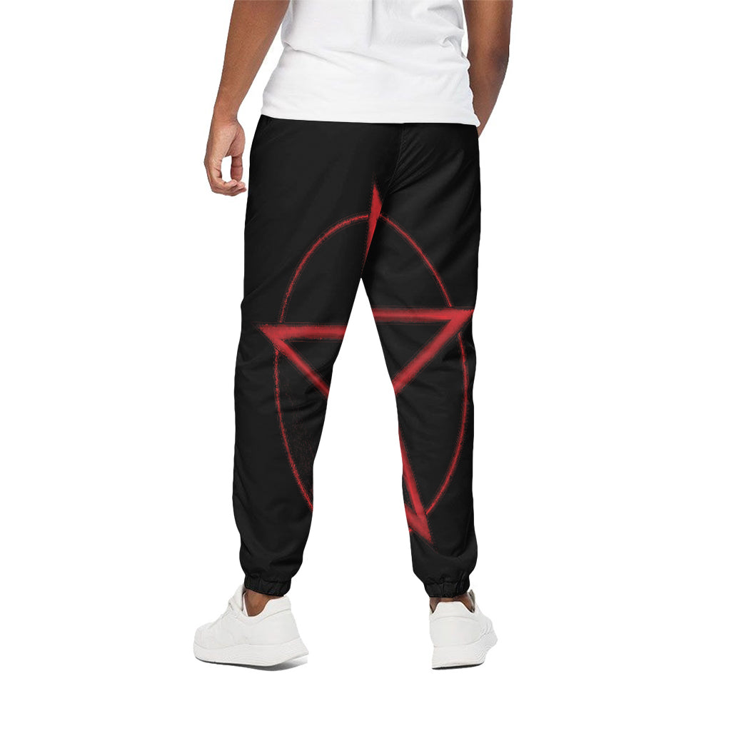 Red Pentagram Symbol Print Cotton Pants