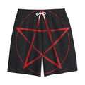 Red Pentagram Symbol Print Cotton Shorts