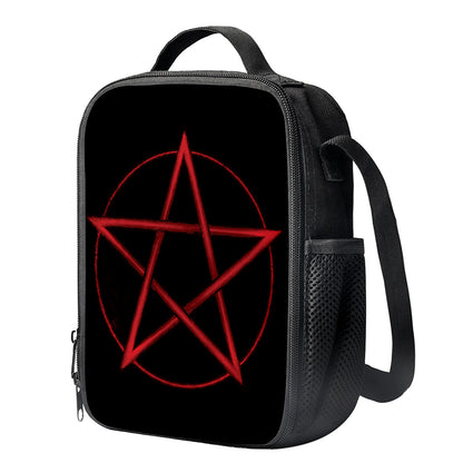 Red Pentagram Symbol Print Crossbody Lunch Bag