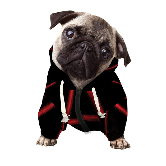 Red Pentagram Symbol Print Dog Zip Up Hoodie