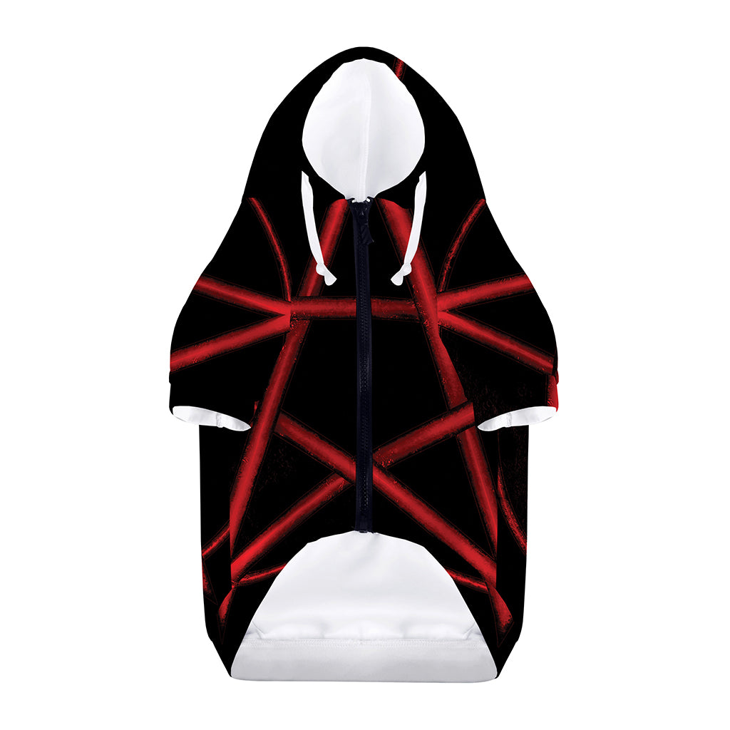 Red Pentagram Symbol Print Dog Zip Up Hoodie