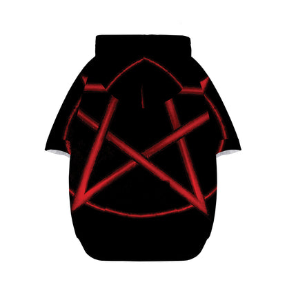 Red Pentagram Symbol Print Dog Zip Up Hoodie