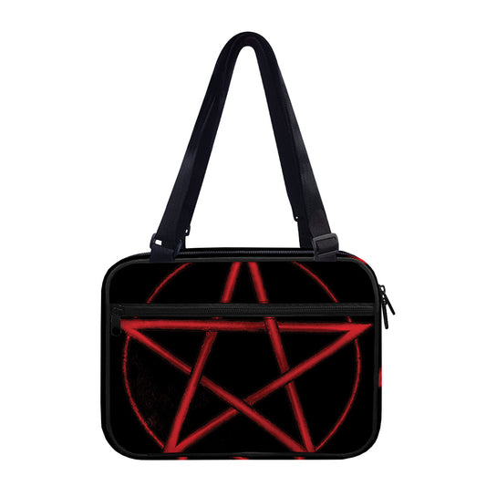Red Pentagram Symbol Print Double Strap Bible Bag