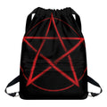 Red Pentagram Symbol Print Drawstring Backpack