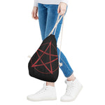 Red Pentagram Symbol Print Drawstring Bag