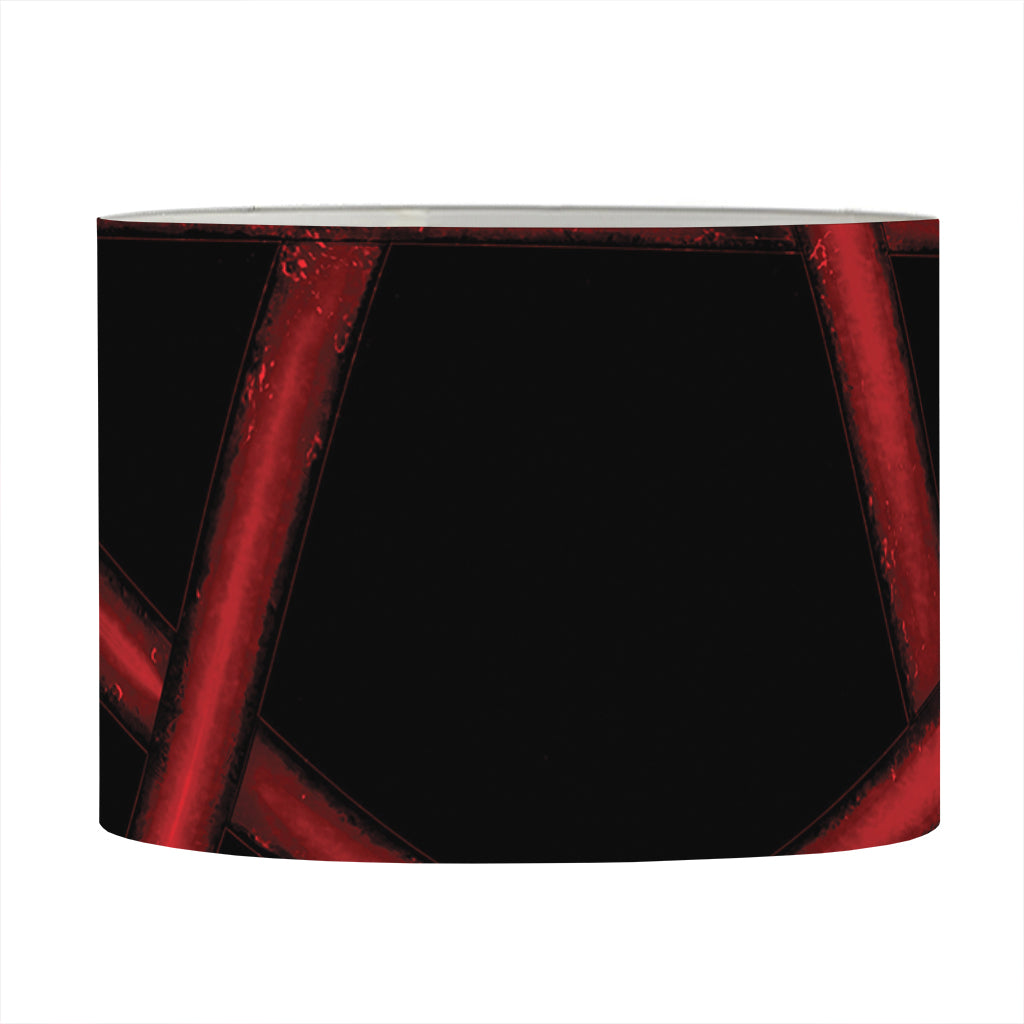 Red Pentagram Symbol Print Drum Lamp Shade