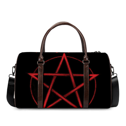 Red Pentagram Symbol Print Duffle Bag