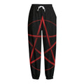 Red Pentagram Symbol Print Fleece Lined Knit Pants