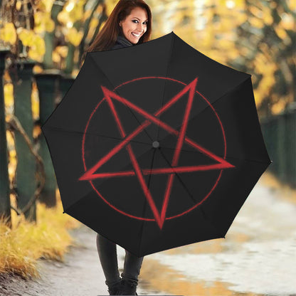 Red Pentagram Symbol Print Foldable Umbrella