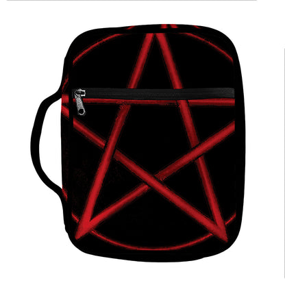 Red Pentagram Symbol Print Front Pocket Bible Bag