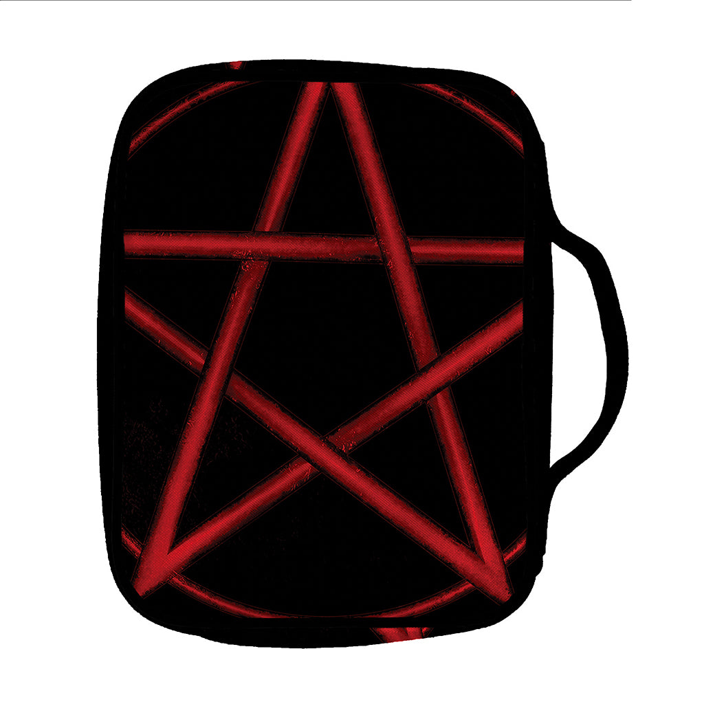 Red Pentagram Symbol Print Front Pocket Bible Bag