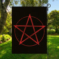 Red Pentagram Symbol Print Garden Flag
