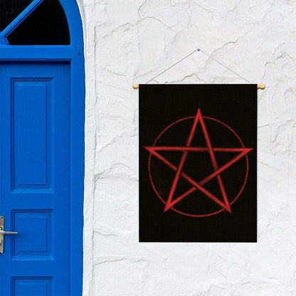 Red Pentagram Symbol Print Garden Flag
