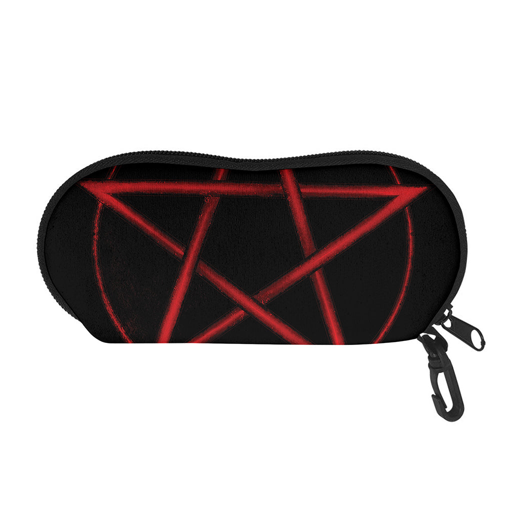 Red Pentagram Symbol Print Glasses Case