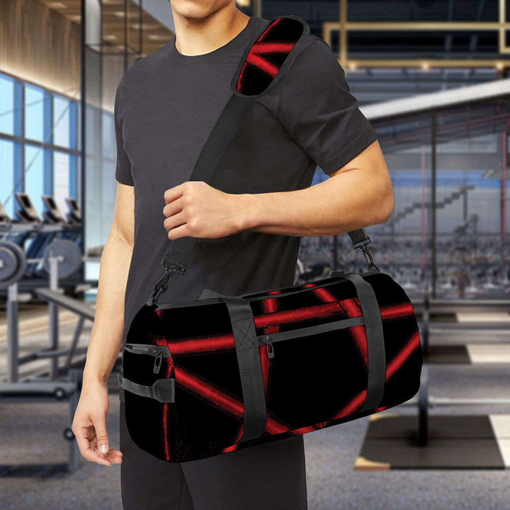Red Pentagram Symbol Print Gym Bag