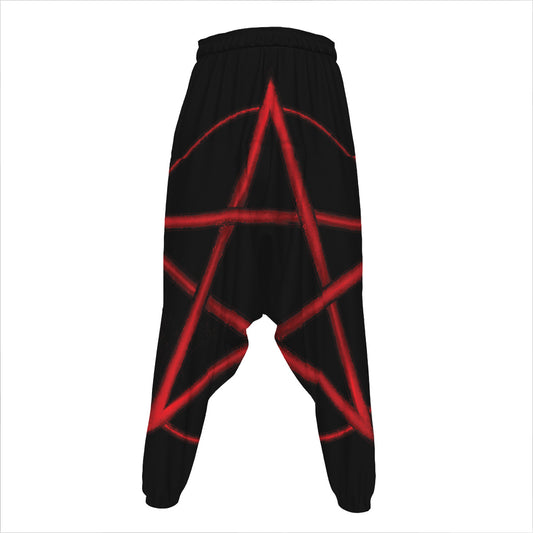 Red Pentagram Symbol Print Hammer Pants
