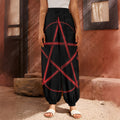 Red Pentagram Symbol Print Harem Pants