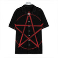 Red Pentagram Symbol Print Hawaiian Shirt