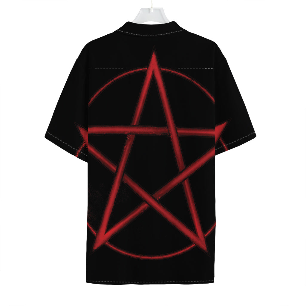 Red Pentagram Symbol Print Hawaiian Shirt
