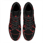 Red Pentagram Symbol Print High Top Leather Sneakers