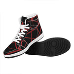 Red Pentagram Symbol Print High Top Leather Sneakers