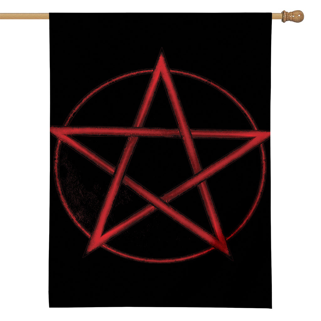 Red Pentagram Symbol Print House Flag