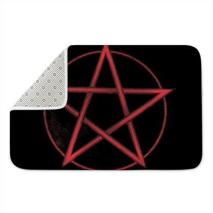 Red Pentagram Symbol Print Indoor Door Mat