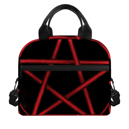 Red Pentagram Symbol Print Insulated Lunch Bag