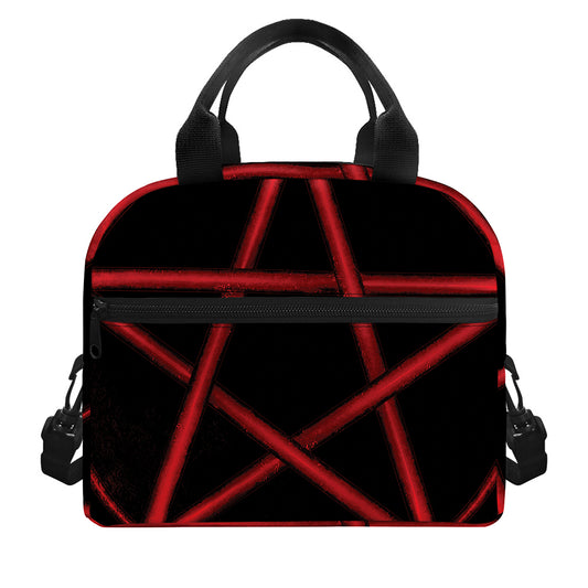 Red Pentagram Symbol Print Insulated Lunch Bag