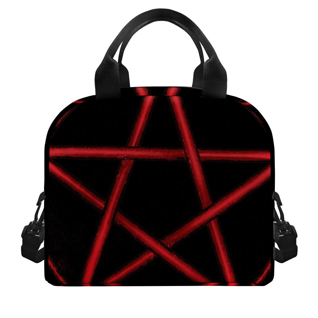 Red Pentagram Symbol Print Insulated Lunch Bag