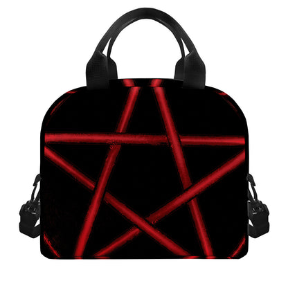 Red Pentagram Symbol Print Insulated Lunch Bag